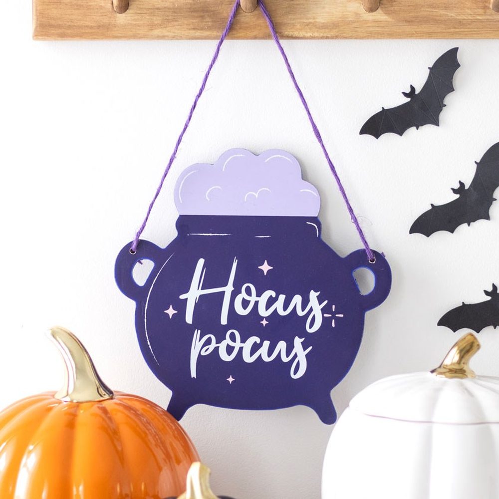 Something Different - Hocus Pocus Cauldron Shaped Decorative sign - Purple